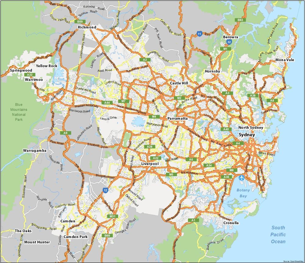 Map Of Sydney Australia And Surrounding Area