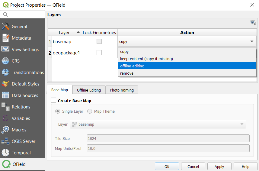 QField Layer Configuration