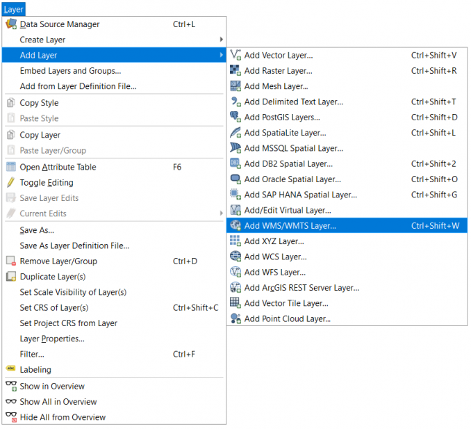 QGIS Add WMS WMTS Layer