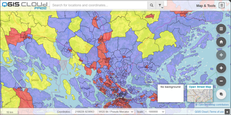 QGIS Cloud Free Web Map Vector Polygons