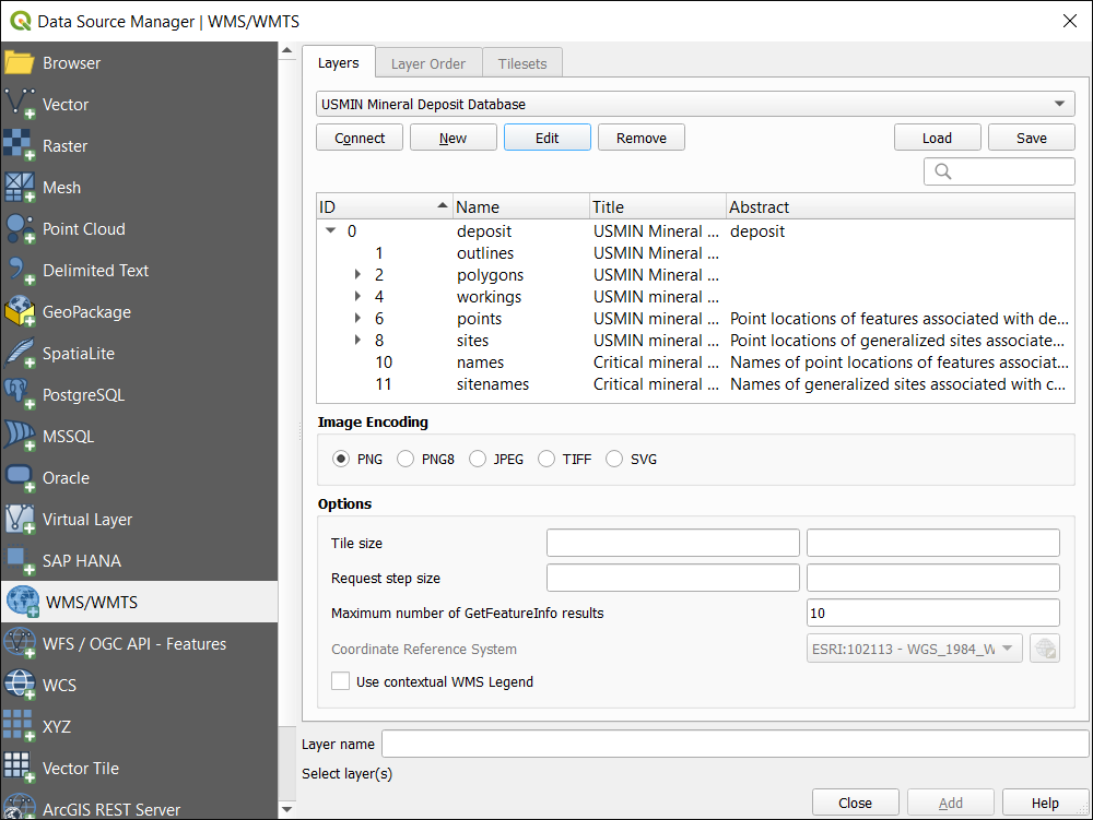 QGIS Data Source Manager