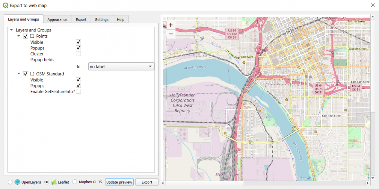 QGIS2Web Export Web Map