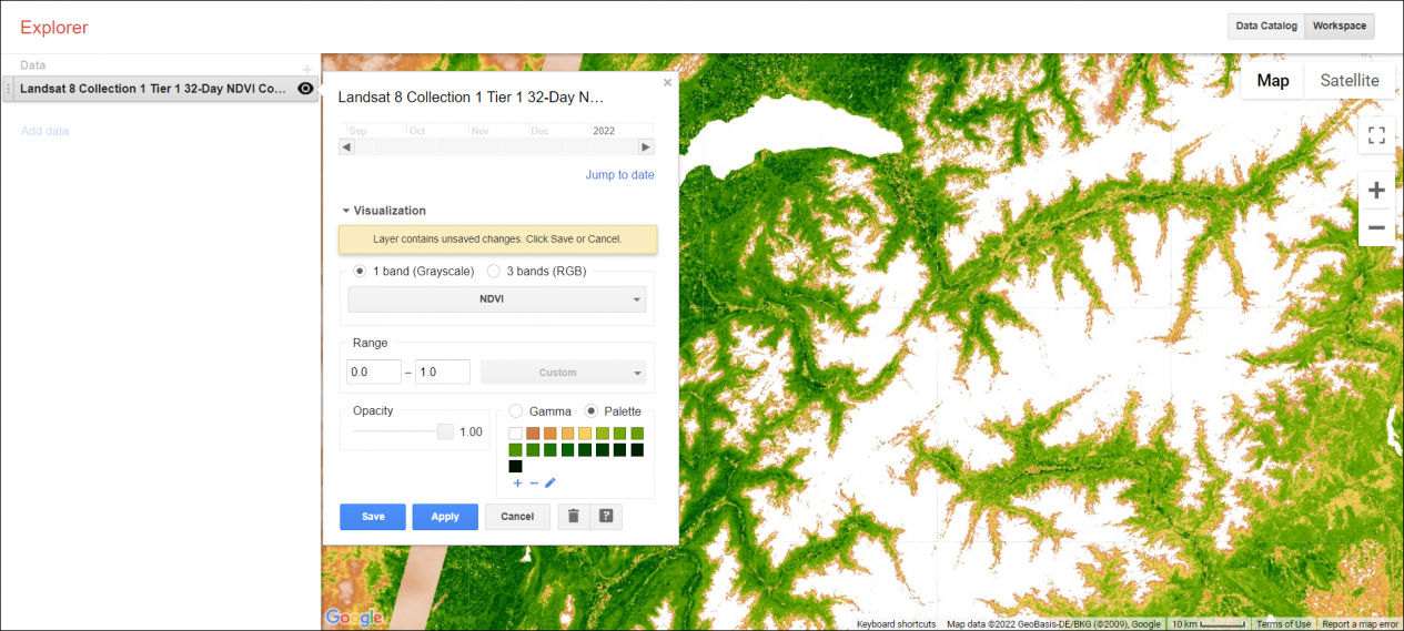 GEE Explorer Landsat 8 Collection 1 32 天 NDVI 综合