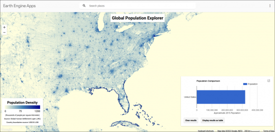 Aplicativo GEE Global Population Explorer