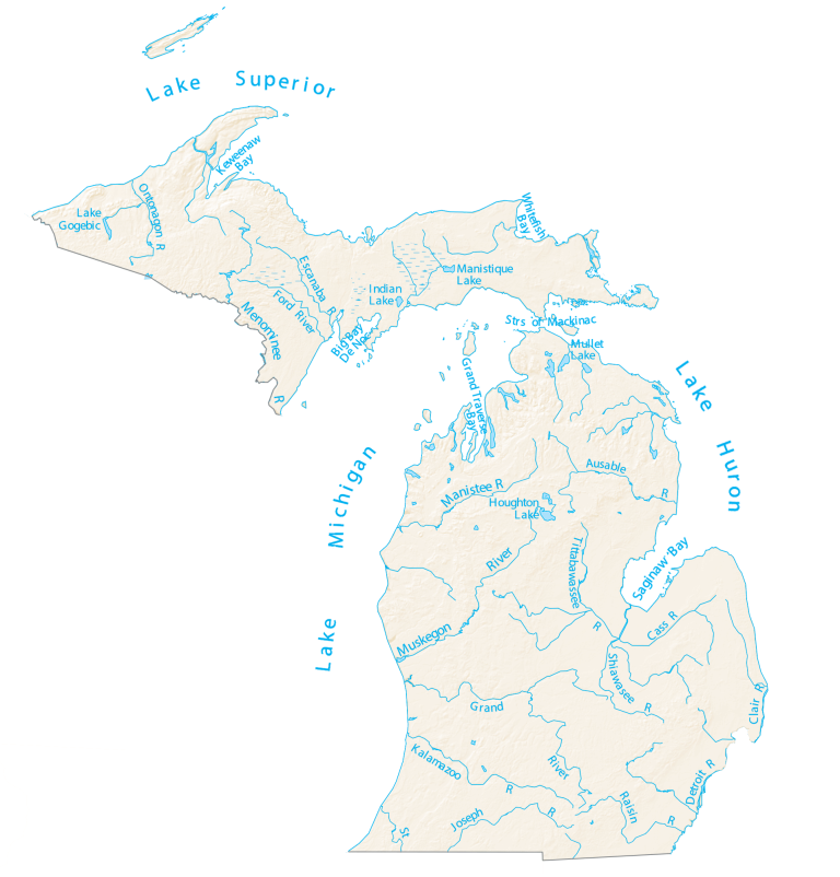 Michigan Lakes Rivers Map