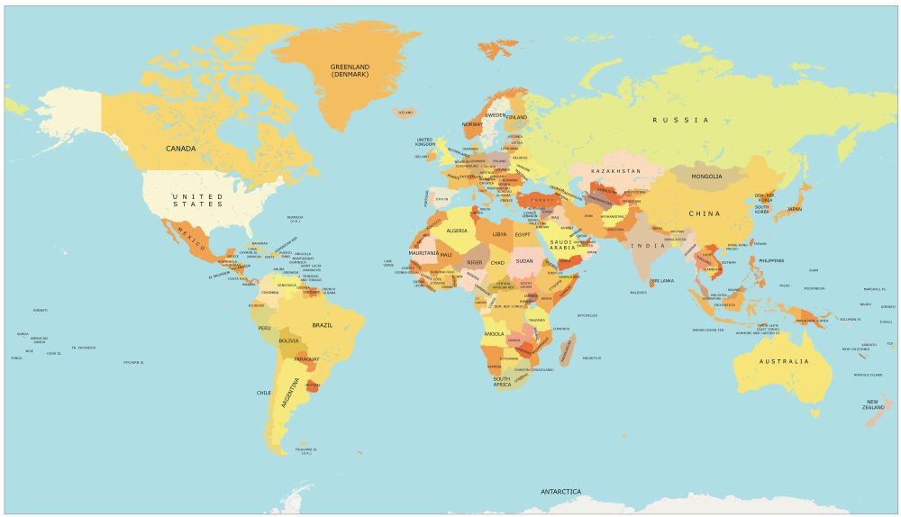 world map blank color