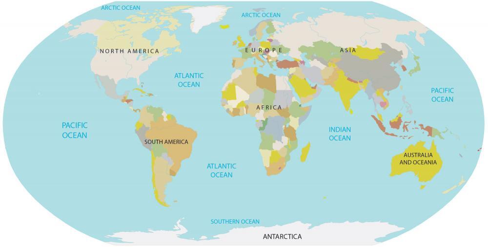 Free World Ocean Map GIS Geography