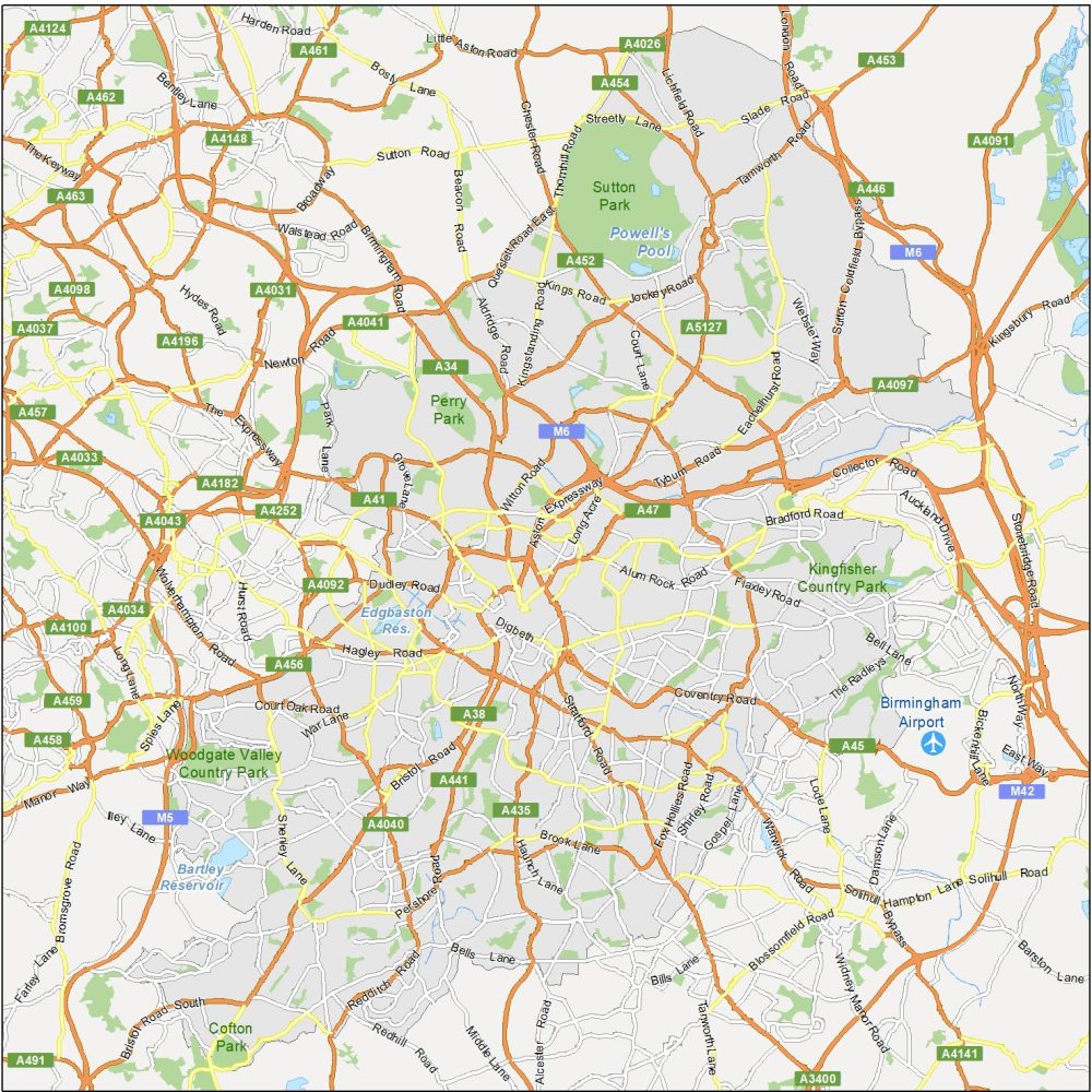 Birmingham Road Map England