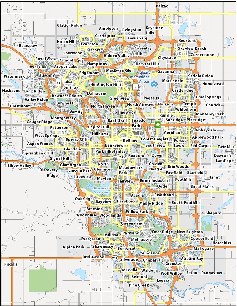 Calgary Map Canada 1000x1294 