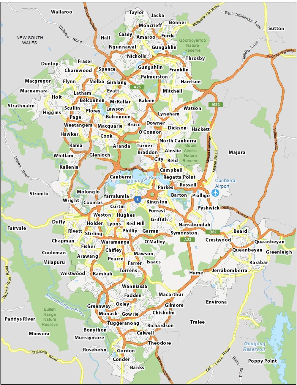 Canberra Map Australia