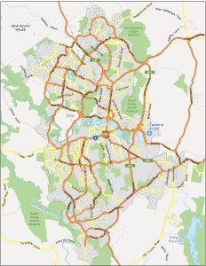 Canberra Map, Australia