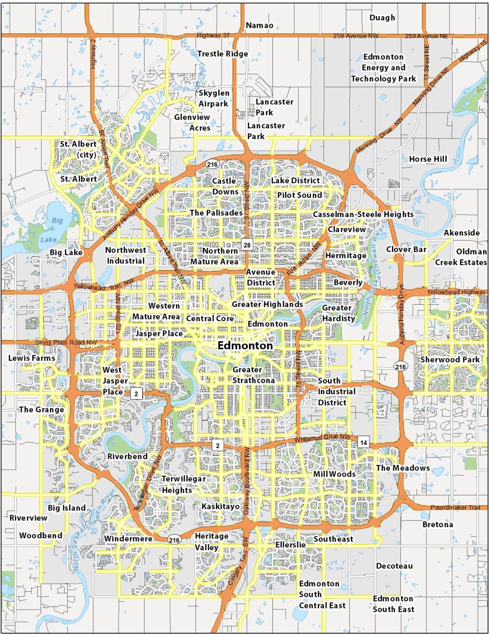 Edmonton Map Canada 1000x1294 