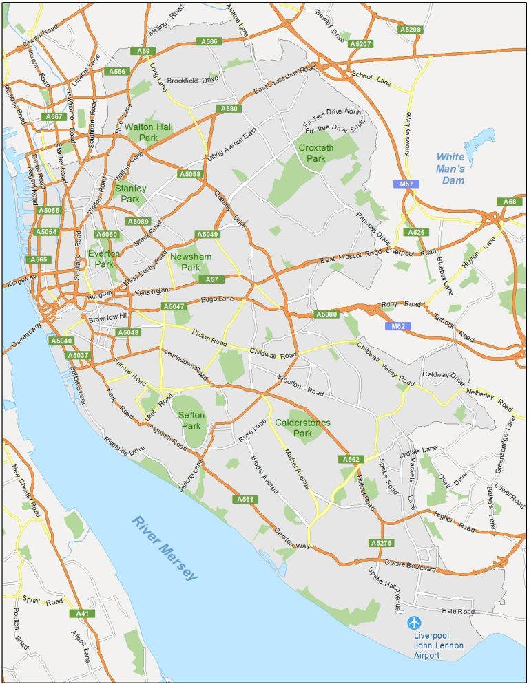 Liverpool Map, England