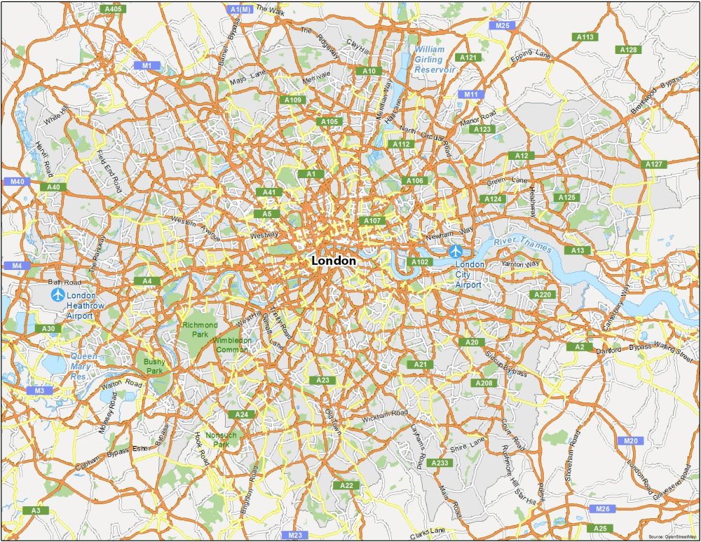 Map Of London England GIS Geography   London Road Map 1000x773 