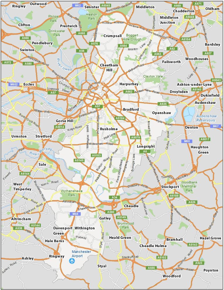 Manchester Map, England
