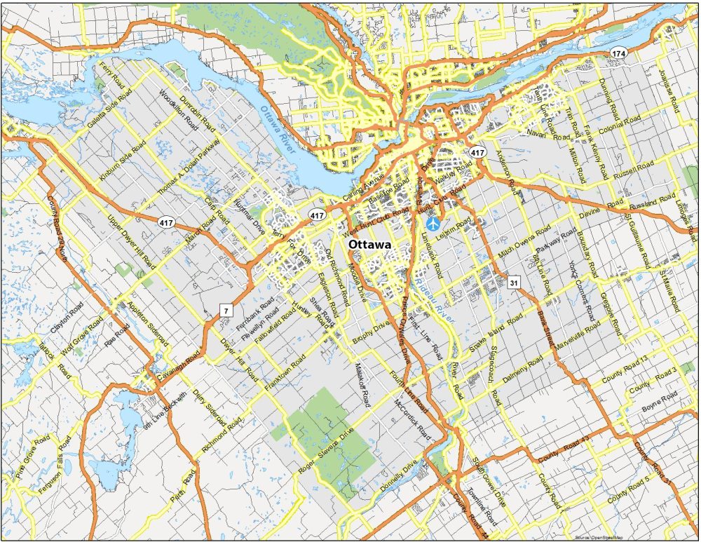 Map Of Ottawa Canada GIS Geography   Ottawa Road Map 1000x773 