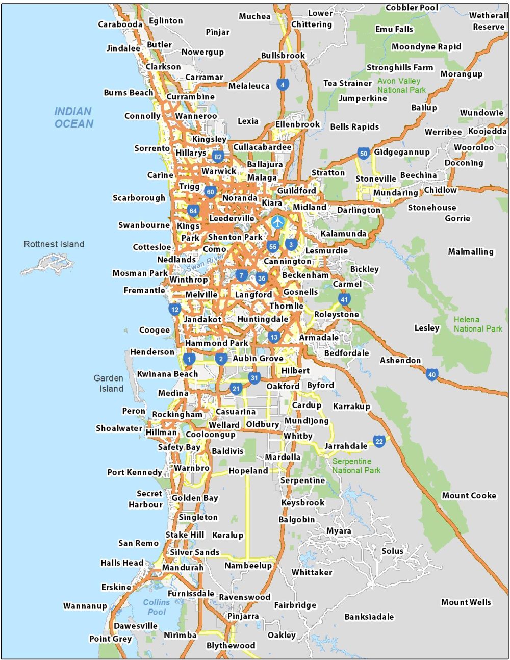 Map Of Perth Suburbs And Surrounds - Summer Slaughter 2024