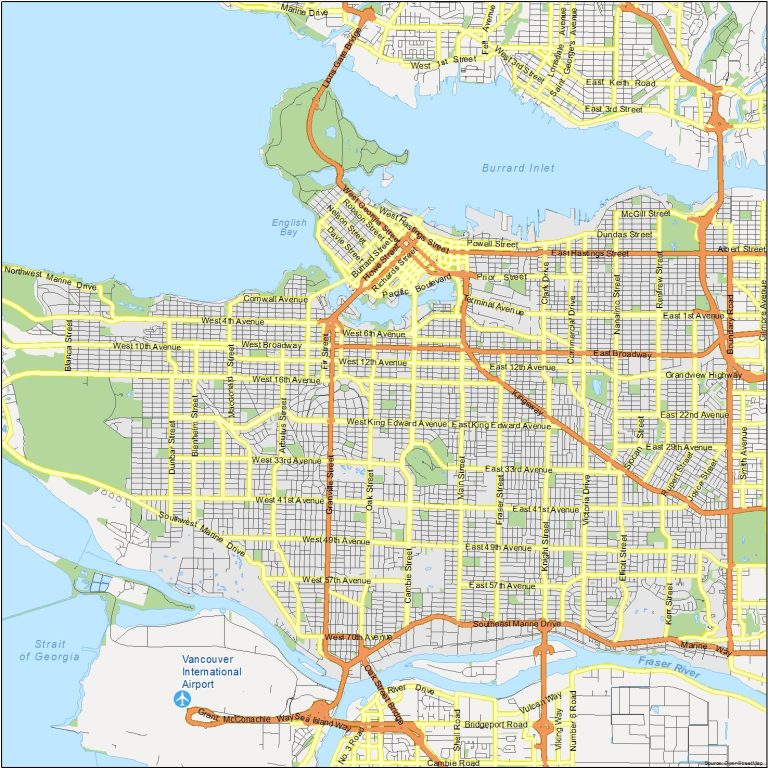 Vancouver Map, Canada