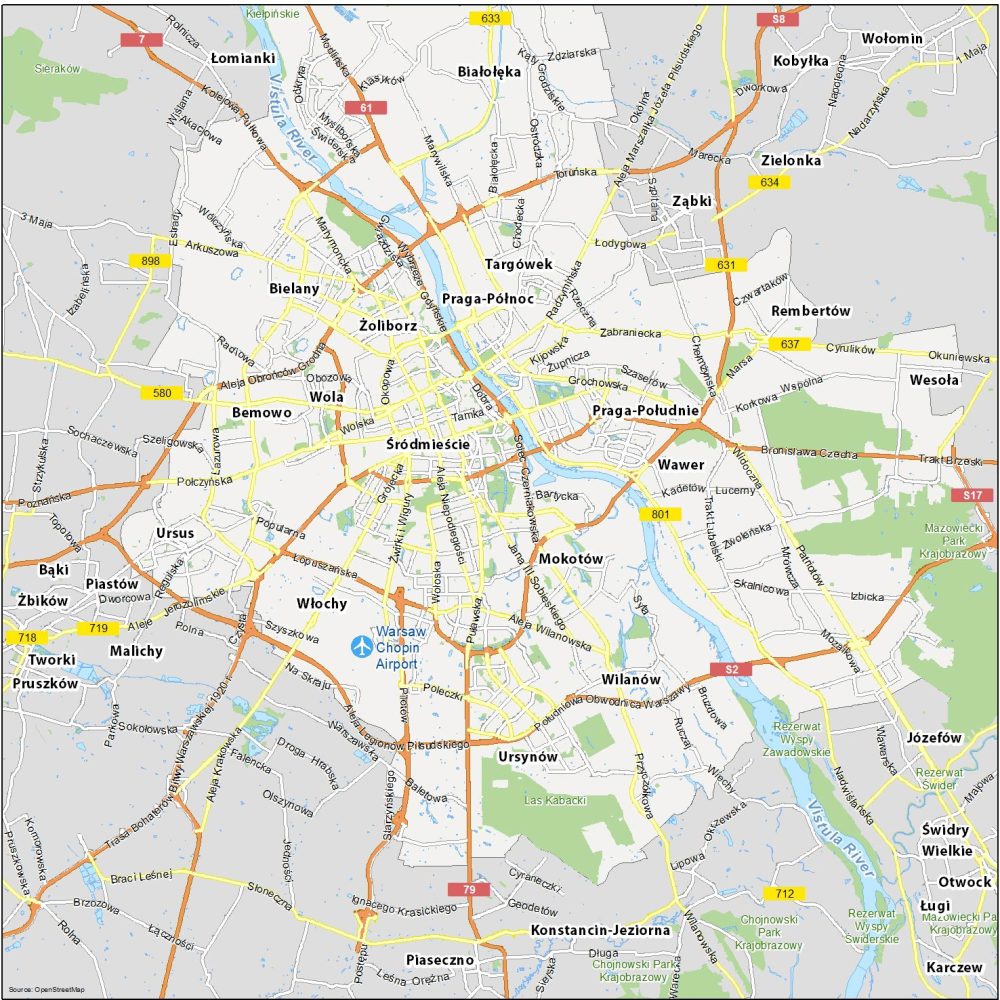 Warsaw Map Poland