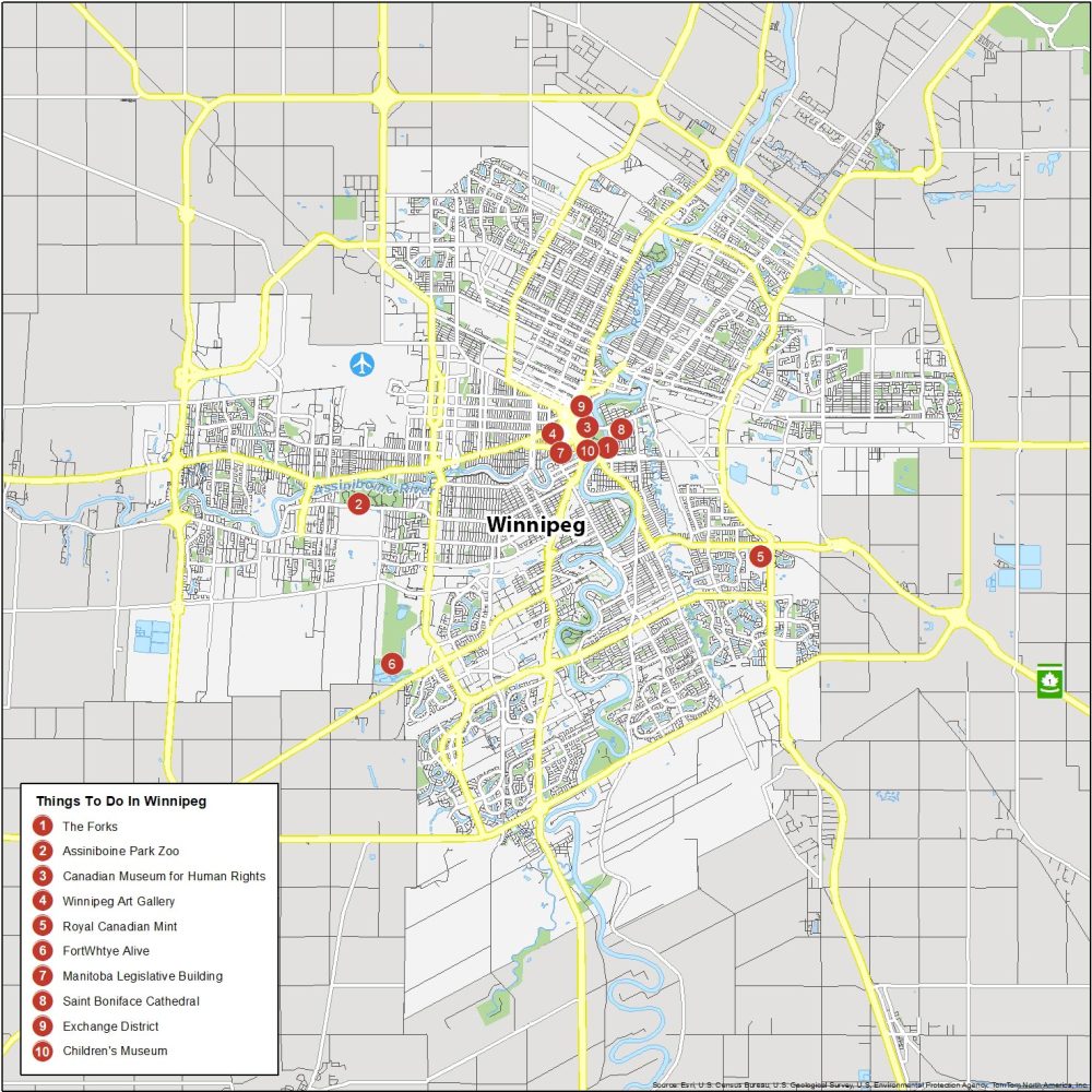 Winnipeg Street Map - Laminated Wall Map 43.5x37 Inches With Parks, Schools & Transit Routes