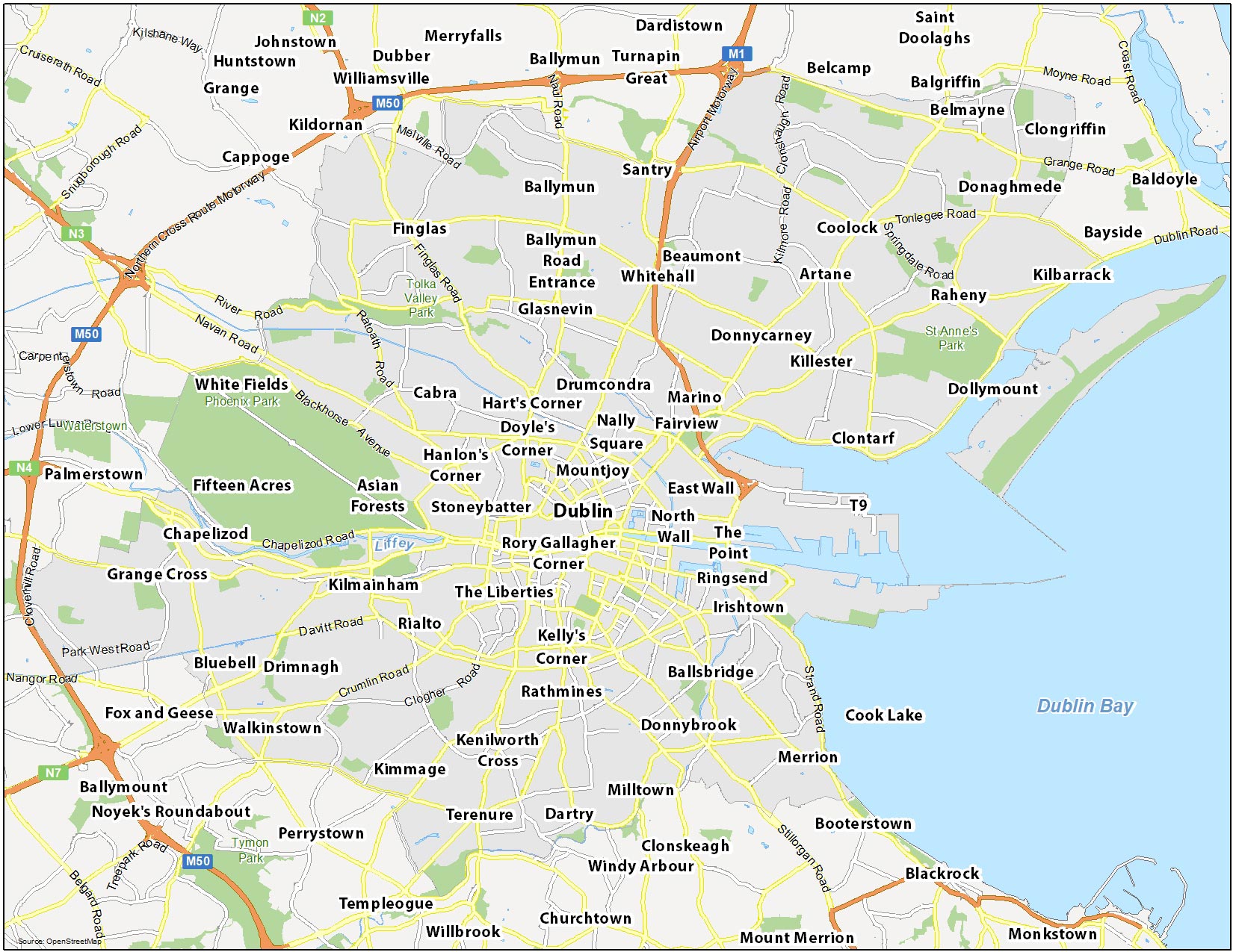 Map Of Dublin Ireland And Surrounding Area - Jobie Lynelle