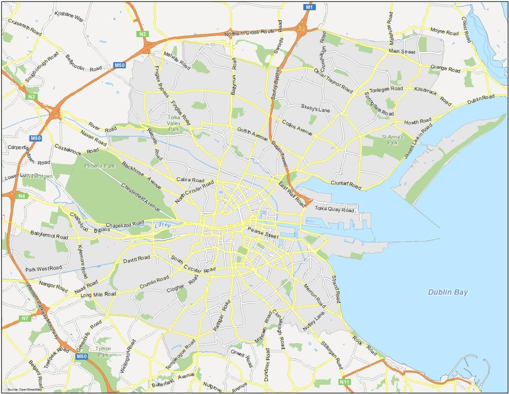 Dublin Map Ireland GIS Geography   Dublin Road Map 1000x773 