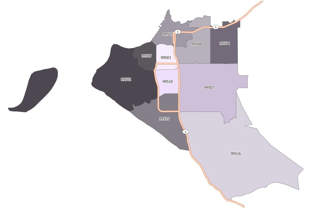 Anchorage Zip Code Map GIS Geography