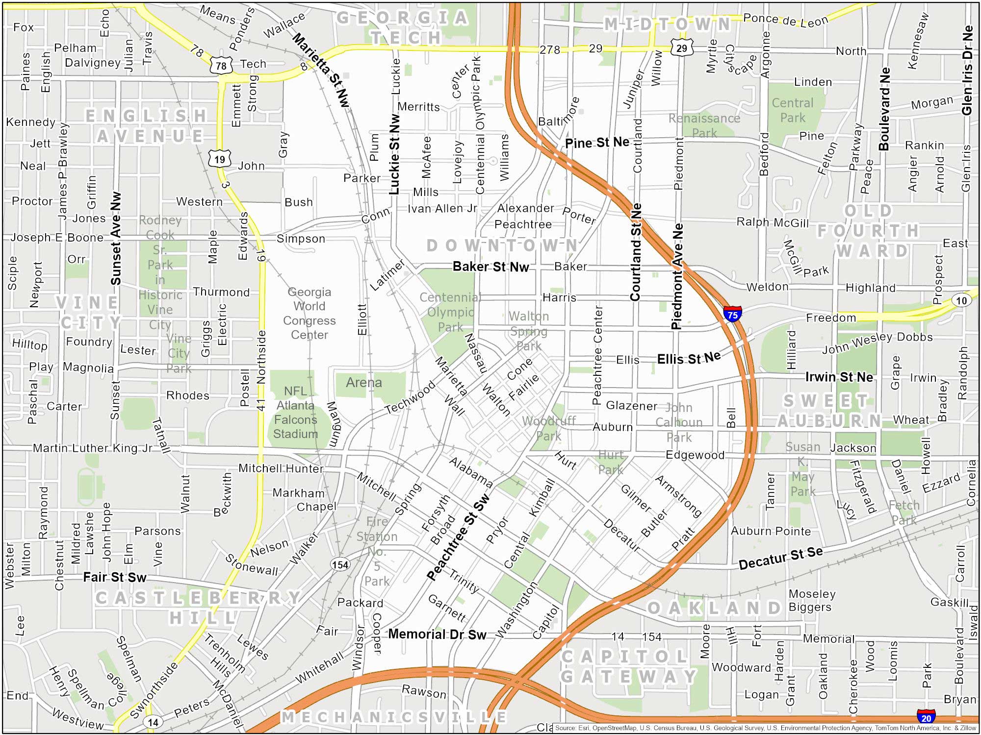 Atlanta Downtown Map
