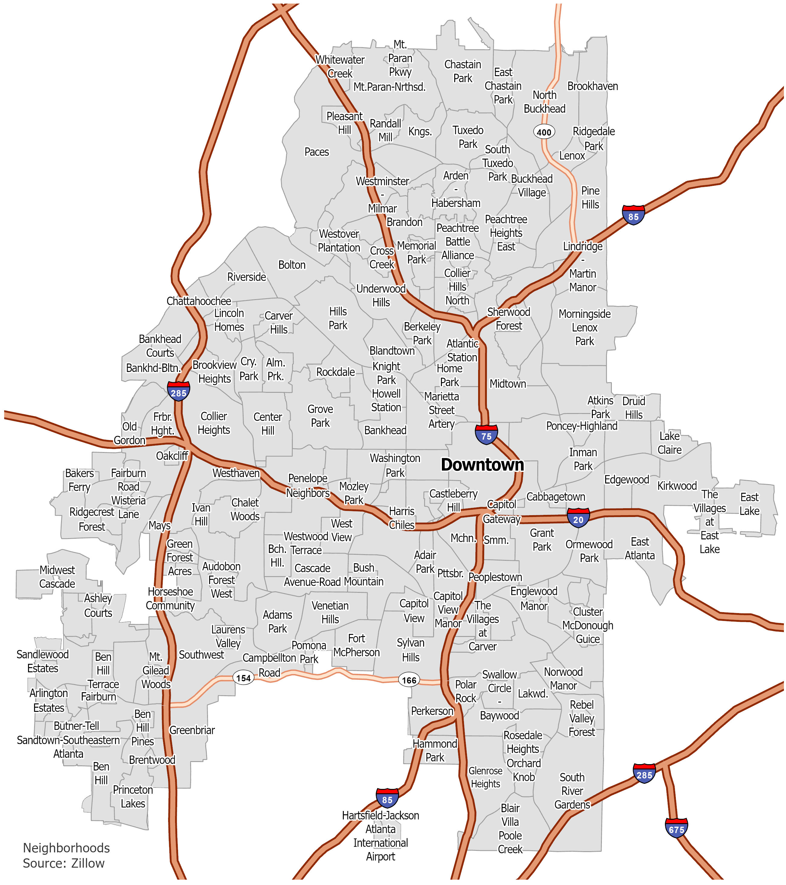 Map Of Atlanta Area 