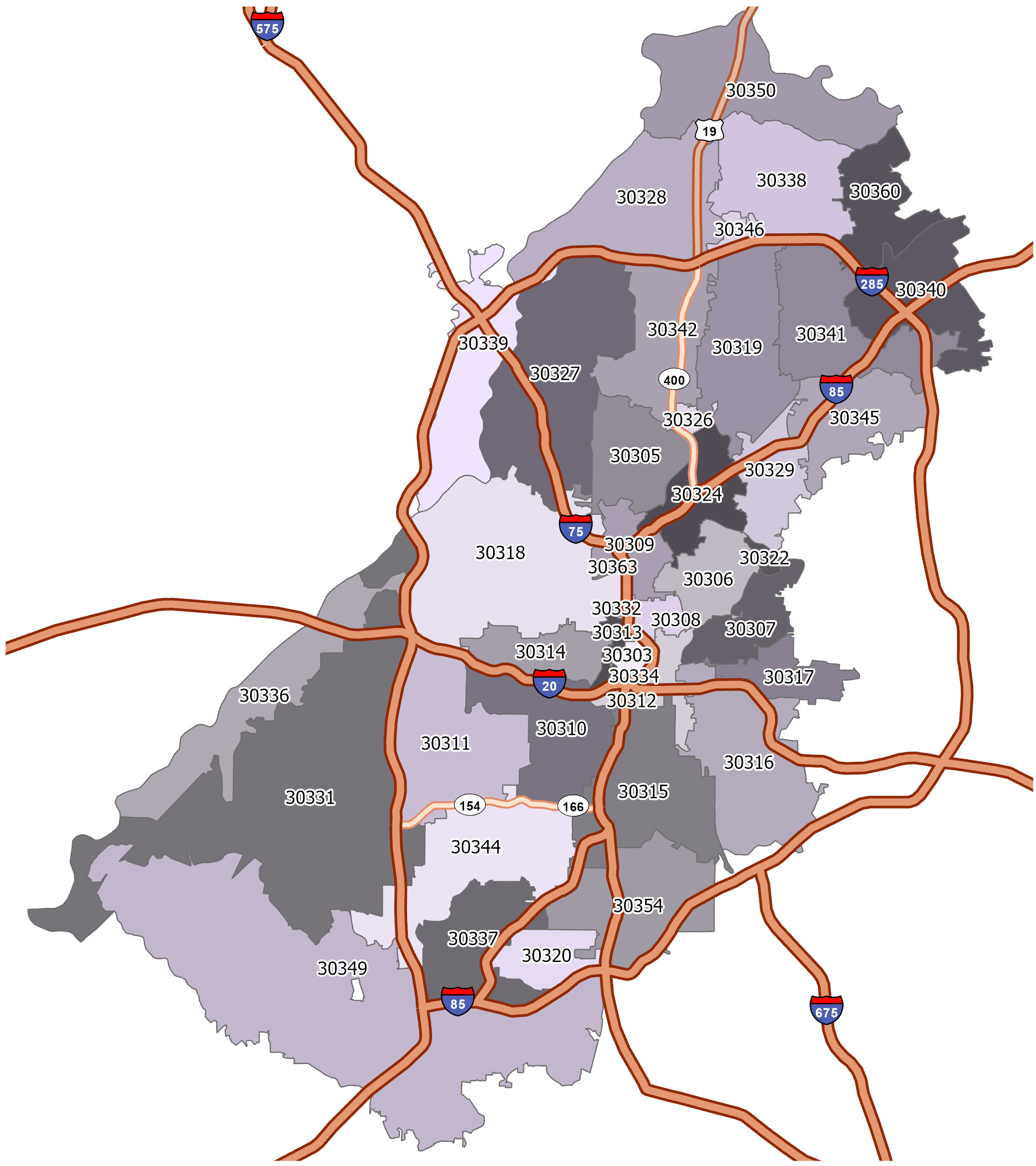 Atlanta Zip Code Map - GIS Geography