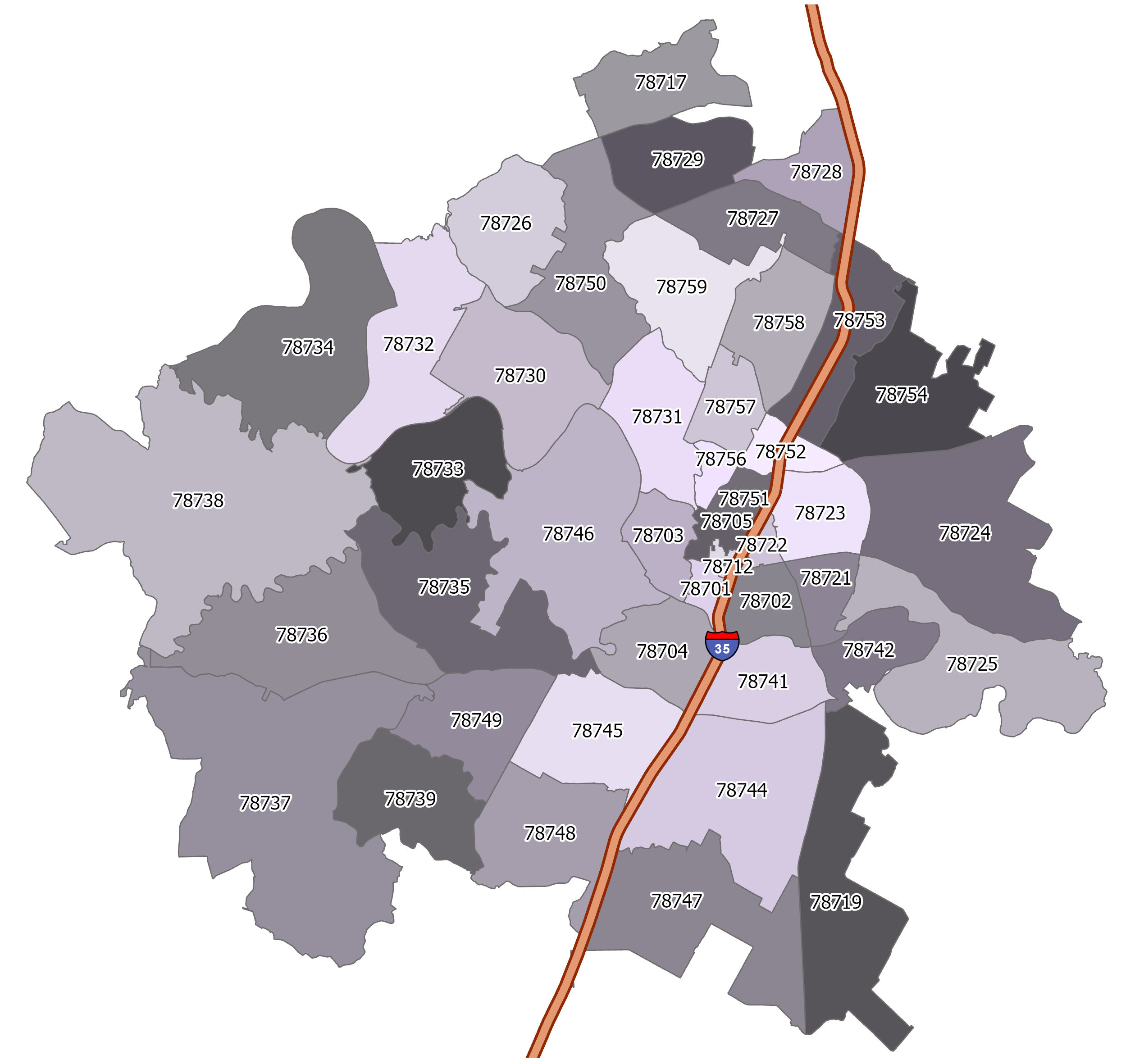 Austin Texas Zip Code Map - GIS Geography