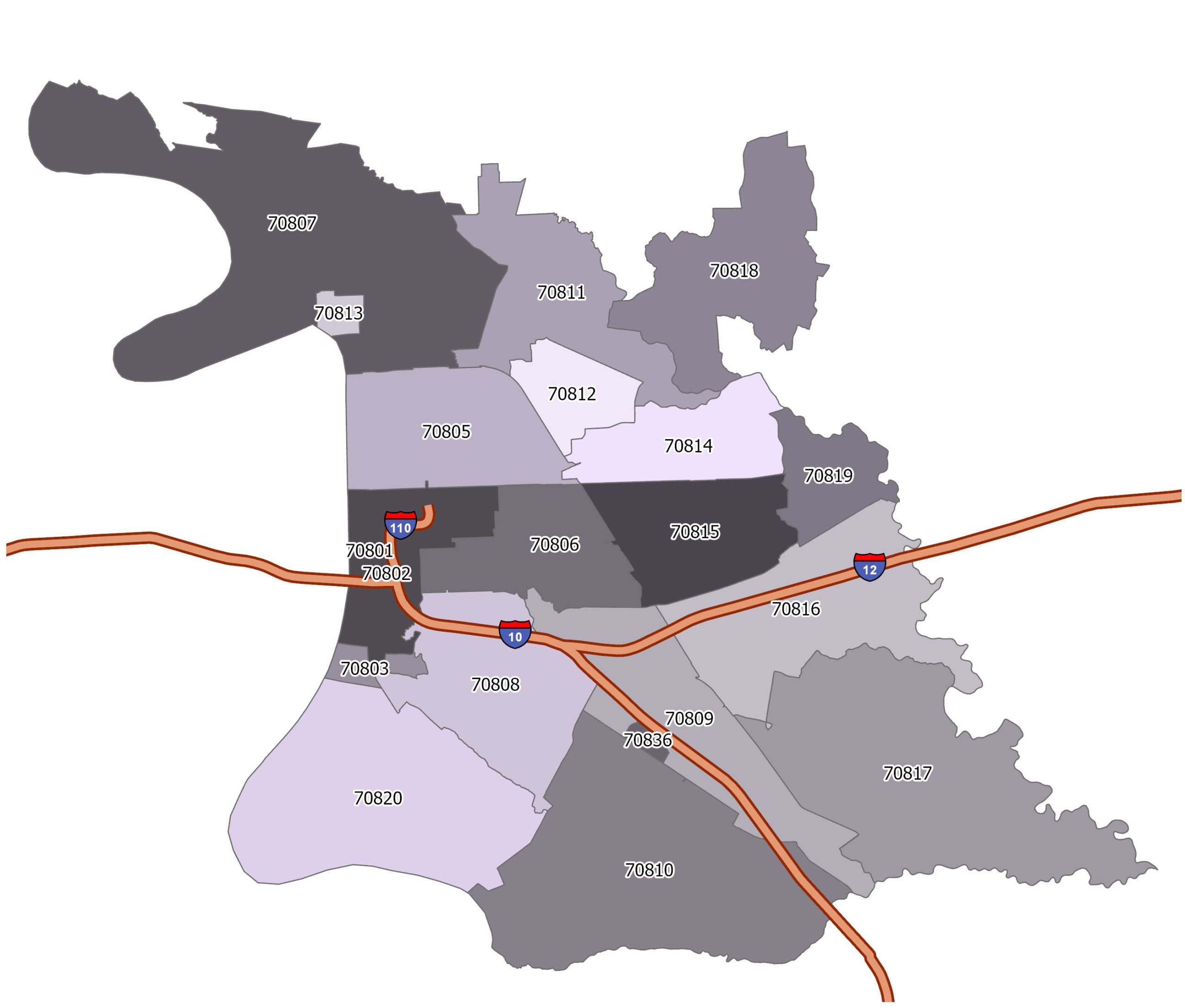 Baton Rouge Zip Code Map - GIS Geography