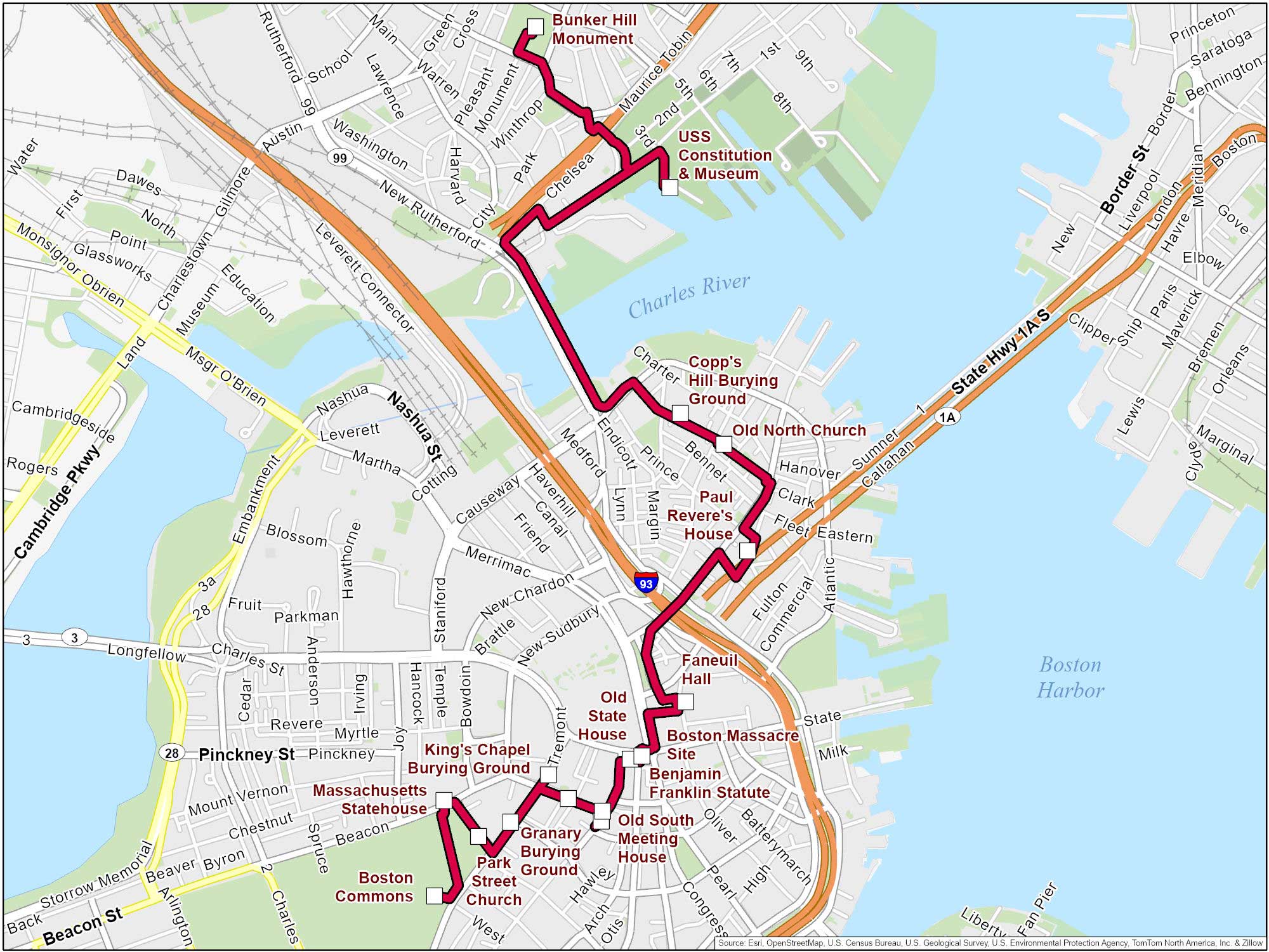Boston Freedom Trail Map