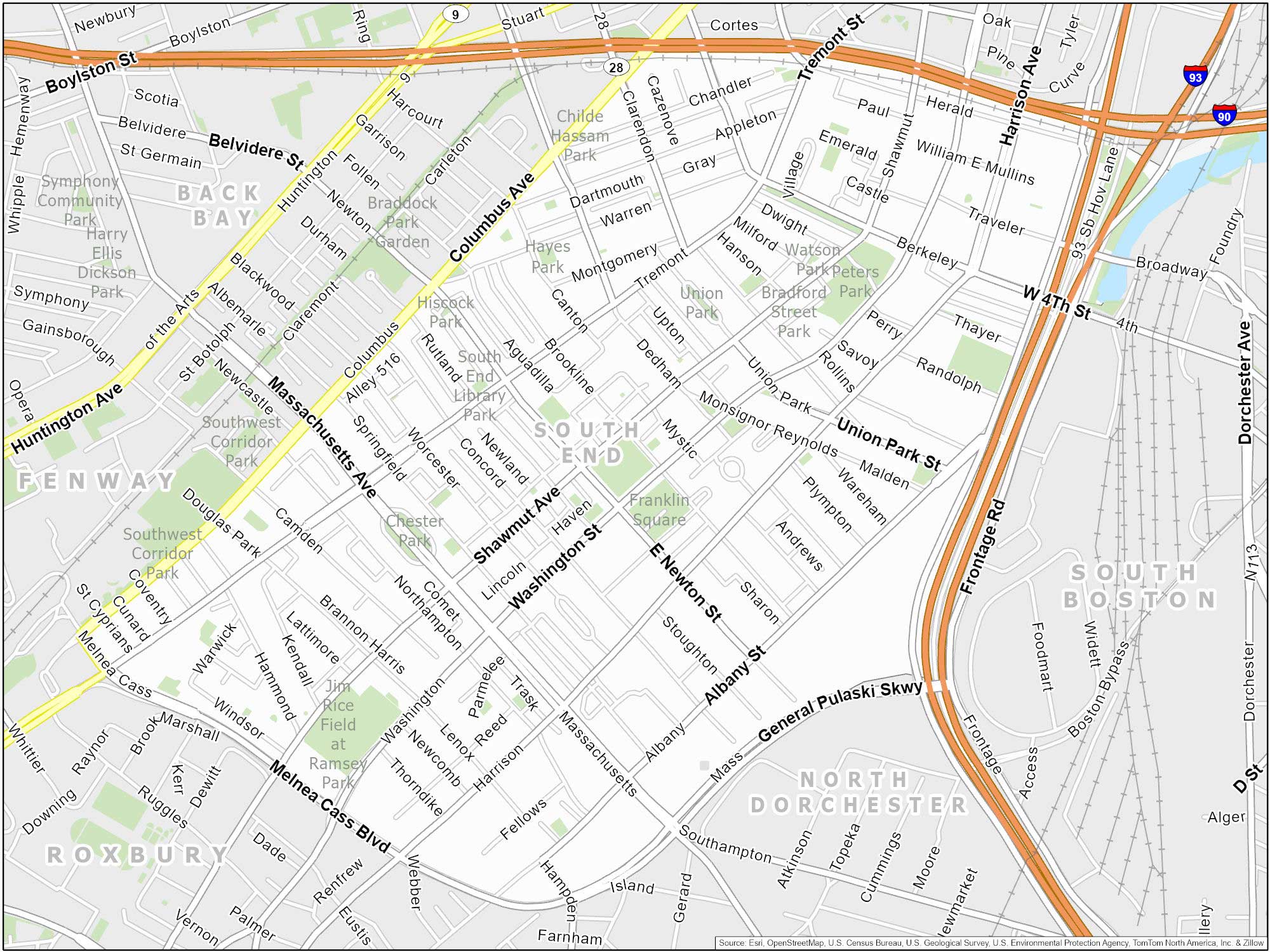 Boston South End Map