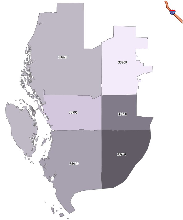 Cape Coral Zip Code Map GIS Geography