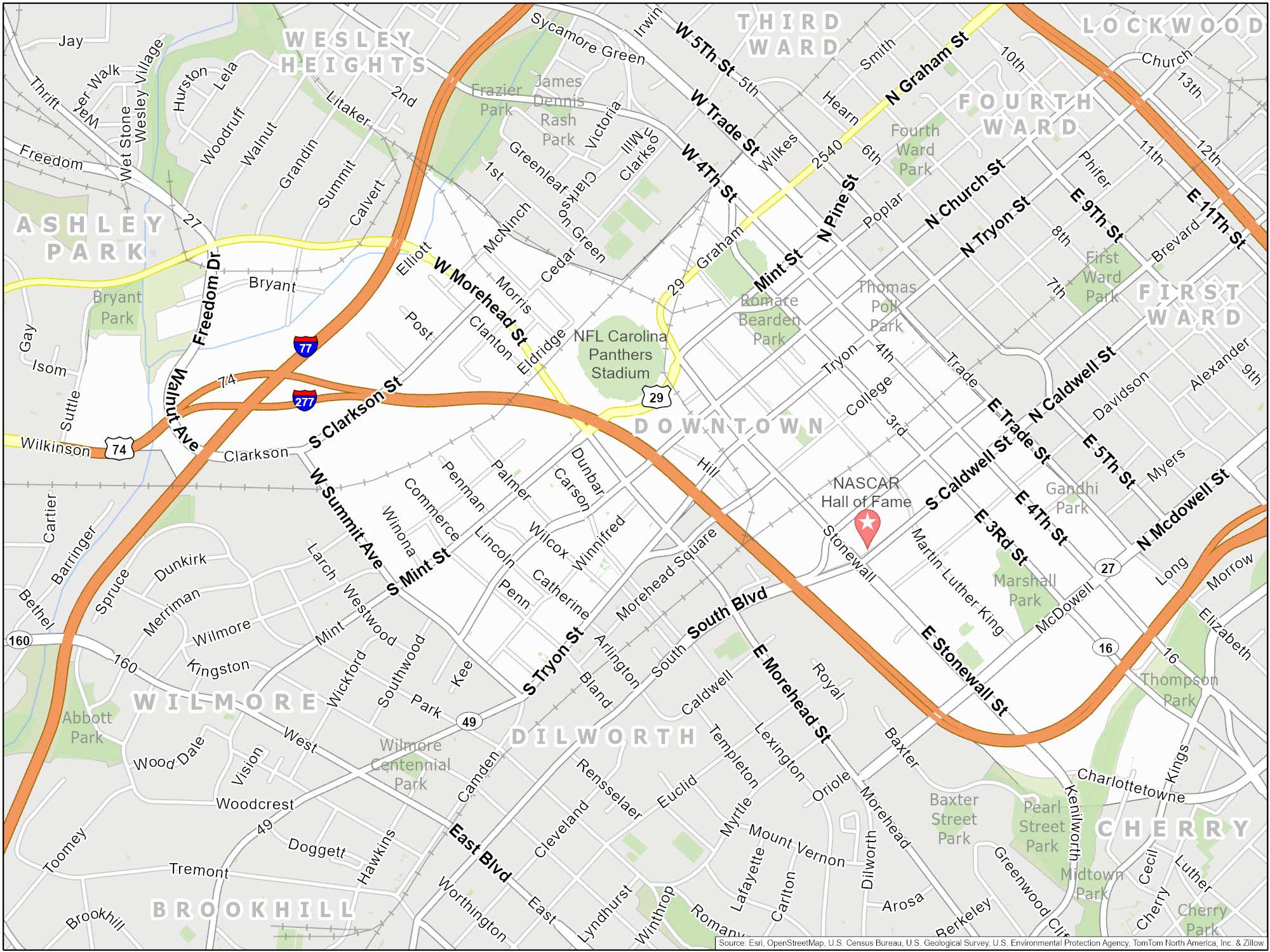 Charlotte Downtown Map