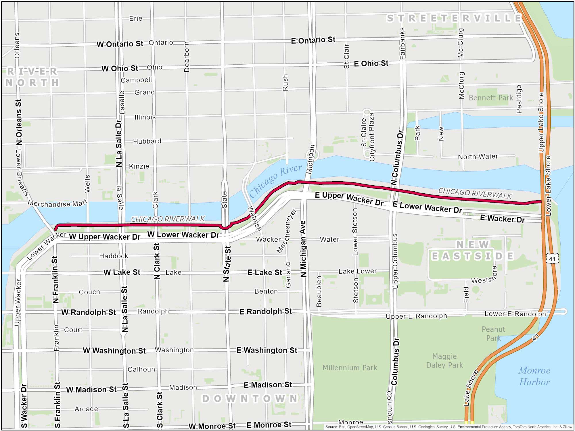 Chicago Riverwalk Map