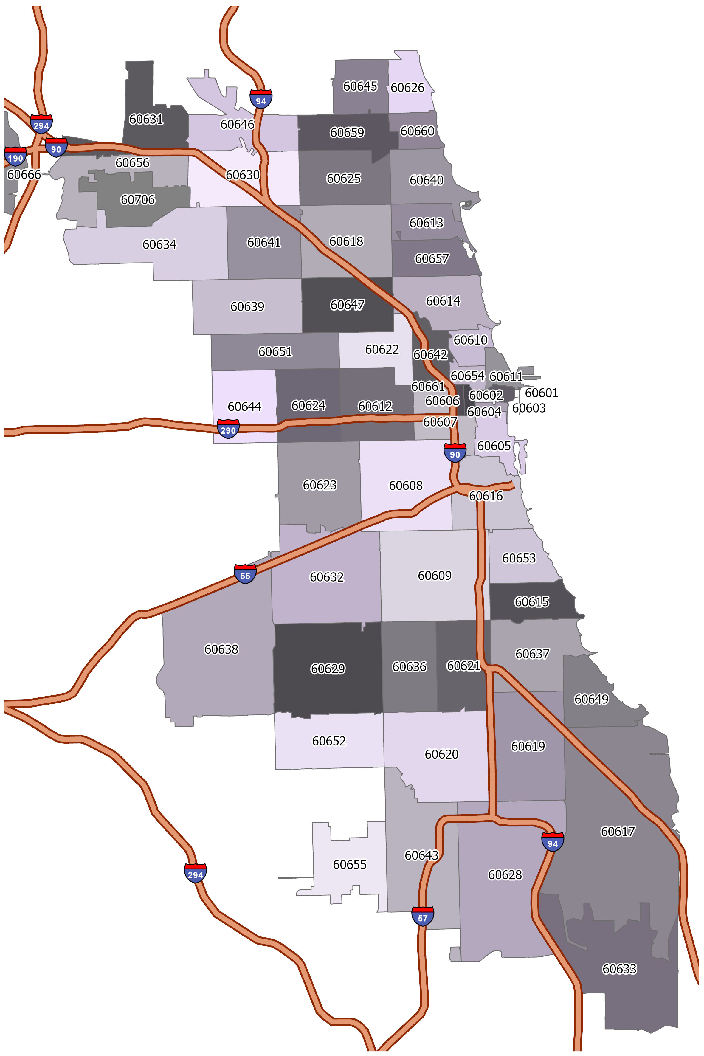 Chicago Zip Code Map By Neighborhood Map Vector The Best Porn Website 0822