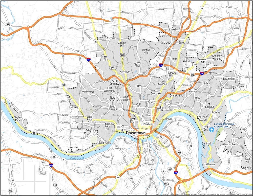 Cincinnati Neighborhood Map