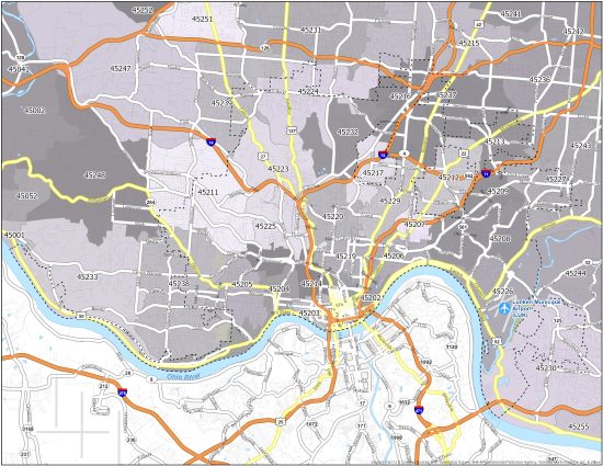 Cincinnati Zip Code Map - GIS Geography