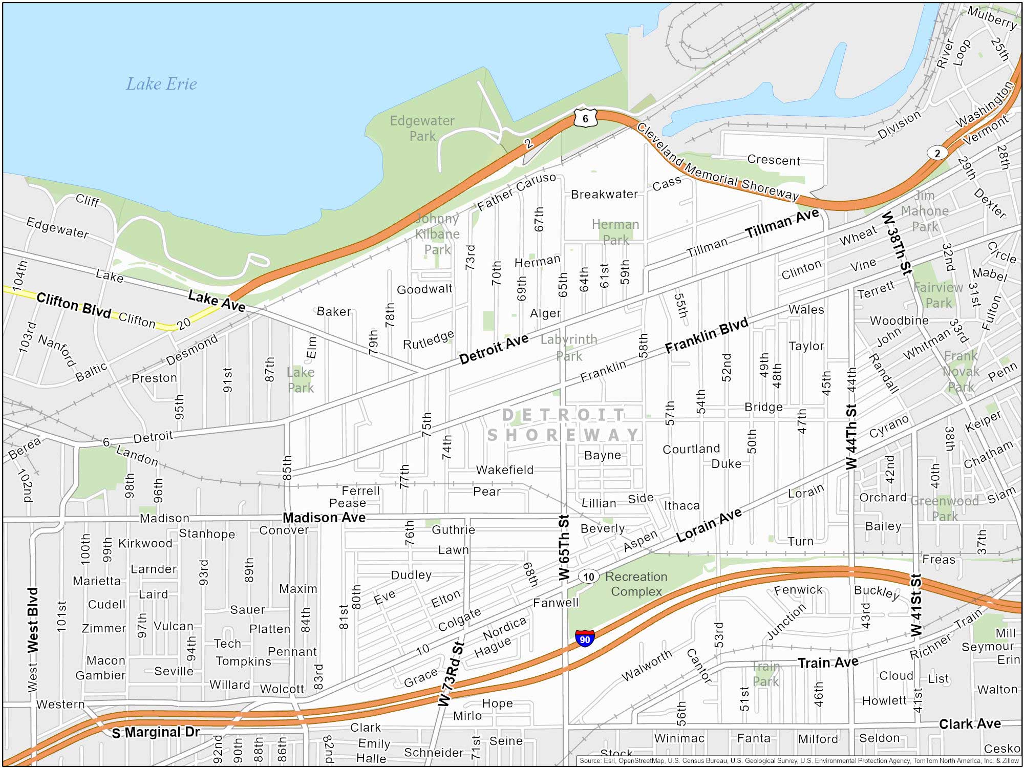 Cleveland Detroit-Shoreway Map