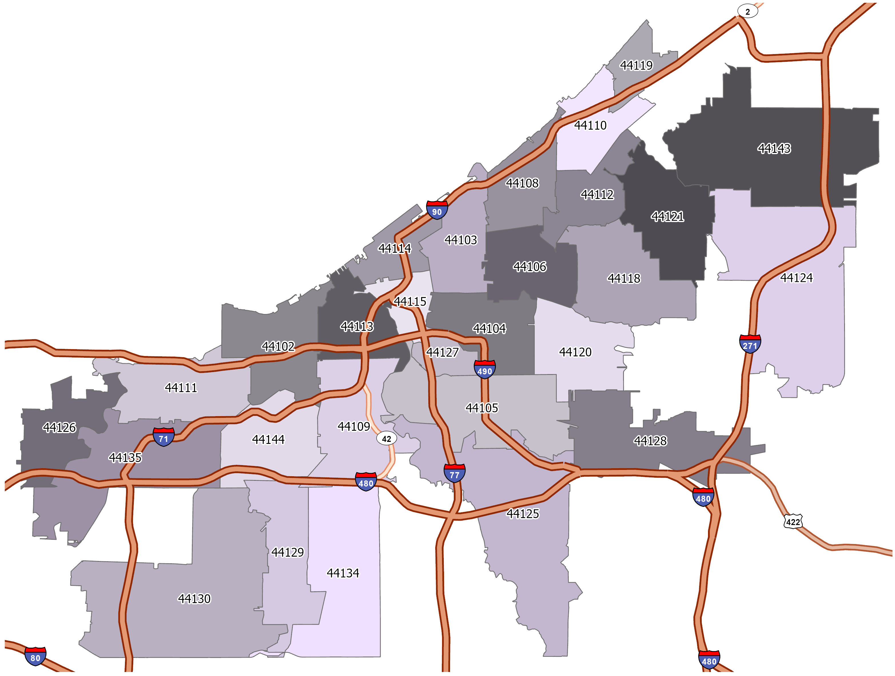 Cleveland Zip Code Map Gis Geography 7583