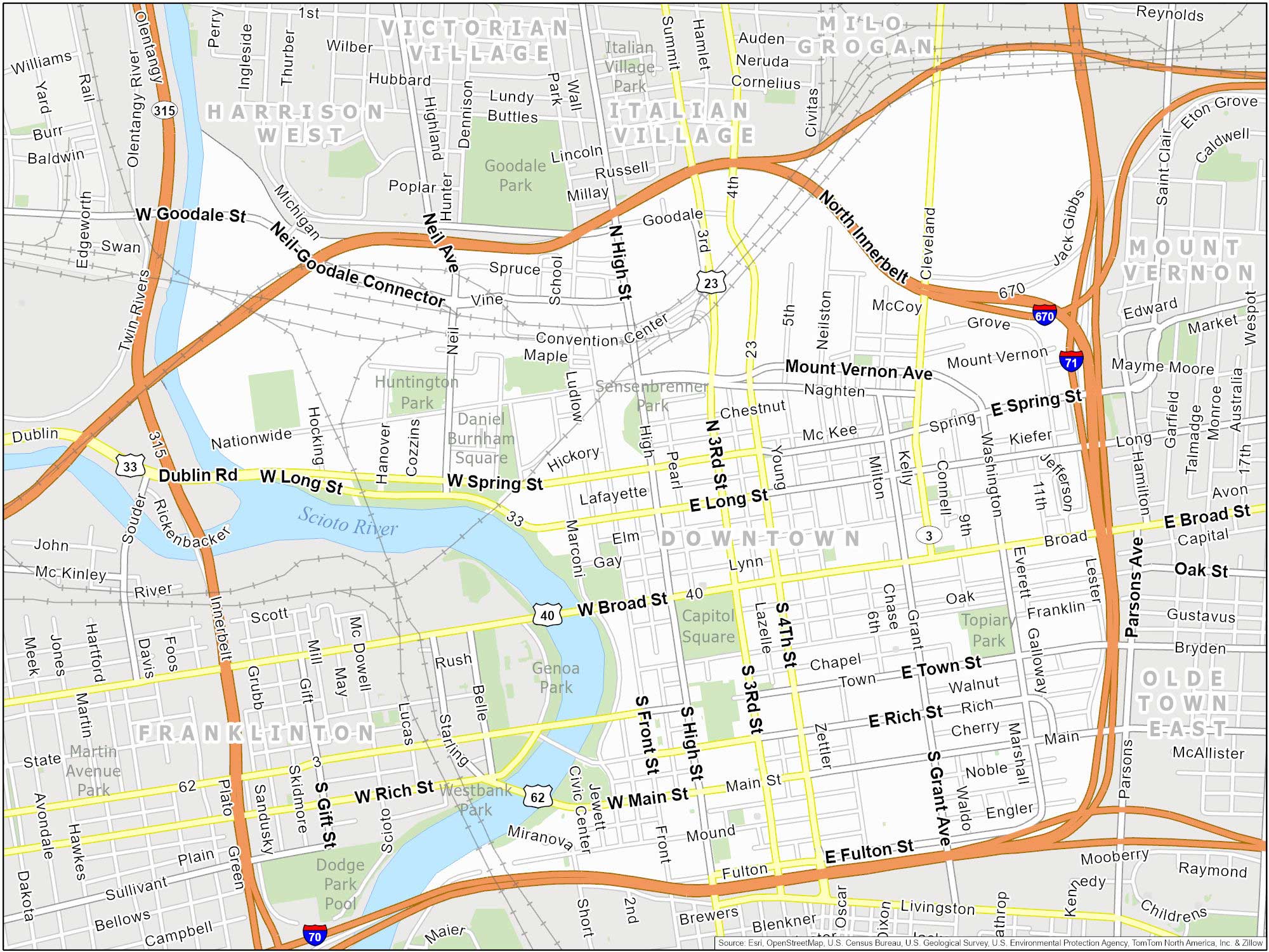 Columbus Downtown Map