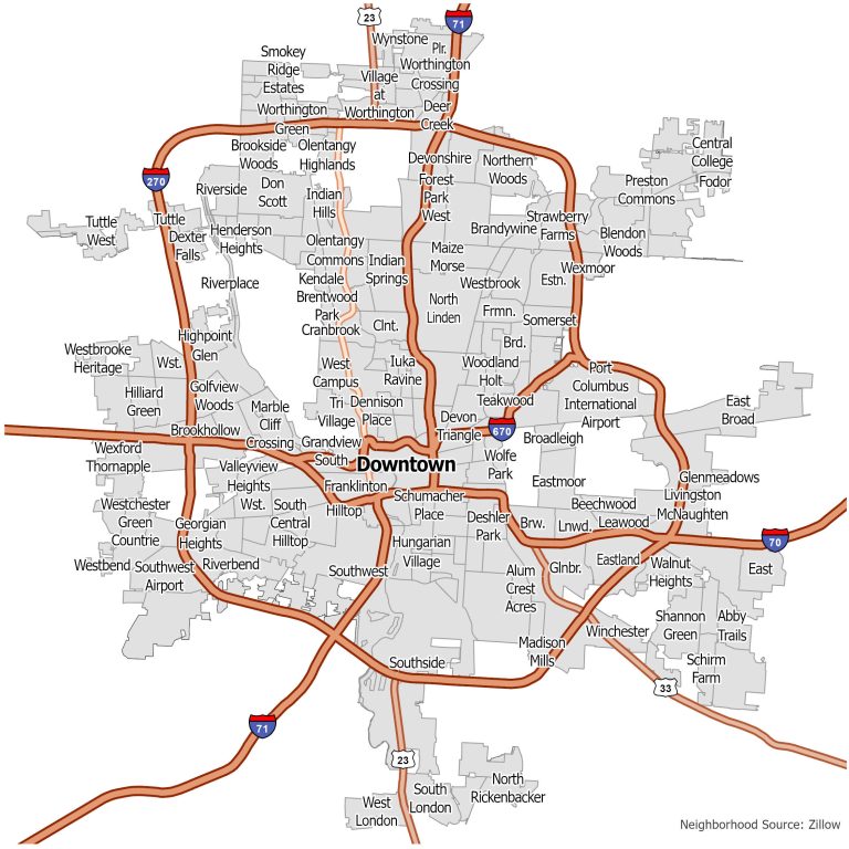 Columbus Neighborhood Map Ohio GIS Geography
