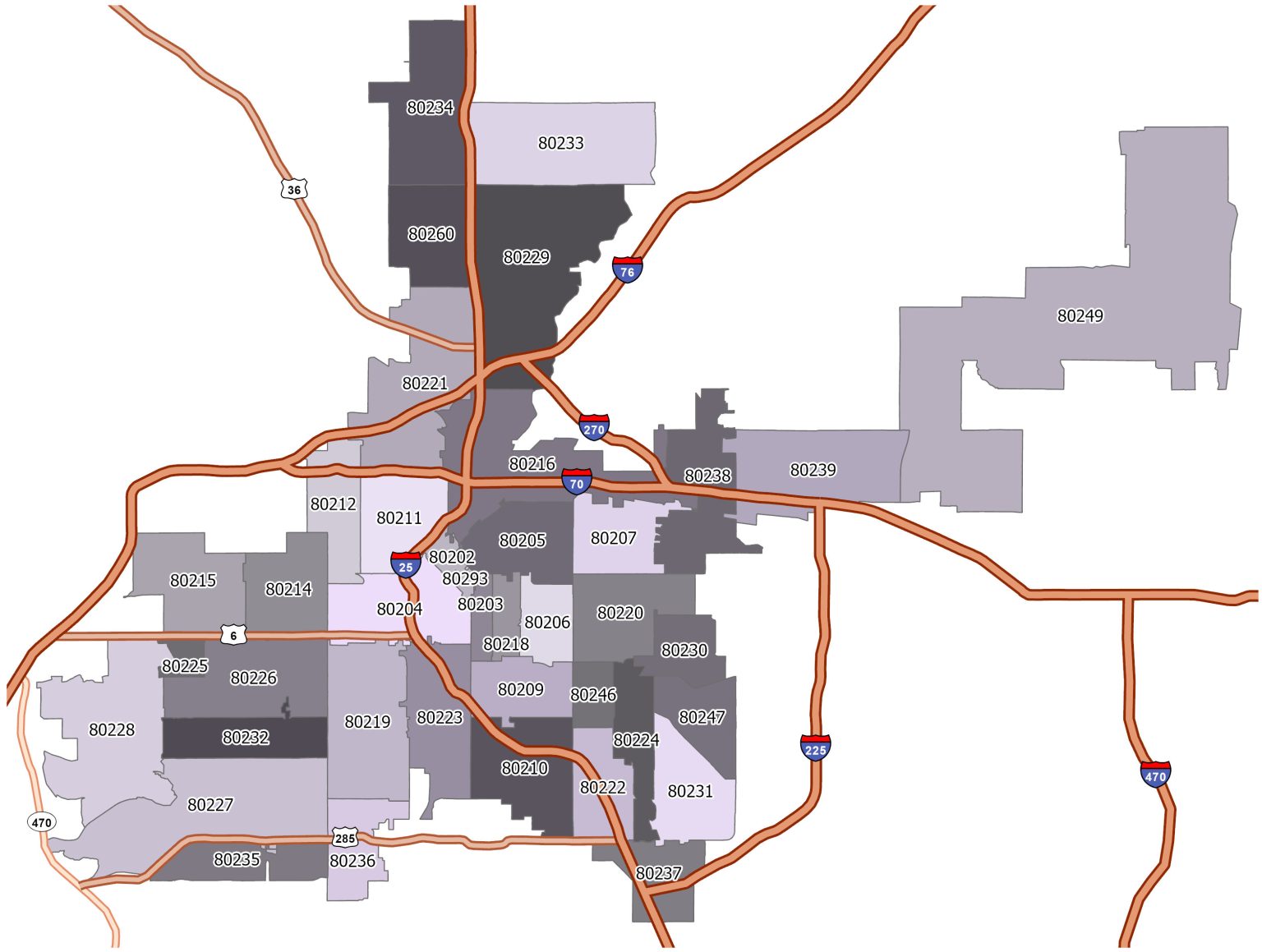 Denver Zip Code Map GIS Geography