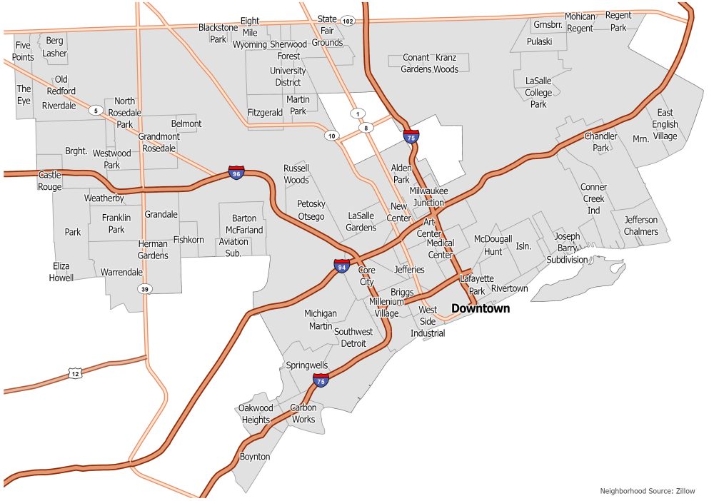 Detroit Neighborhoods Map 1000x702 