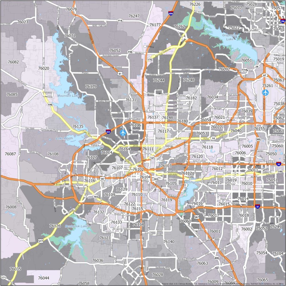 Fort Worth Zip Code Map