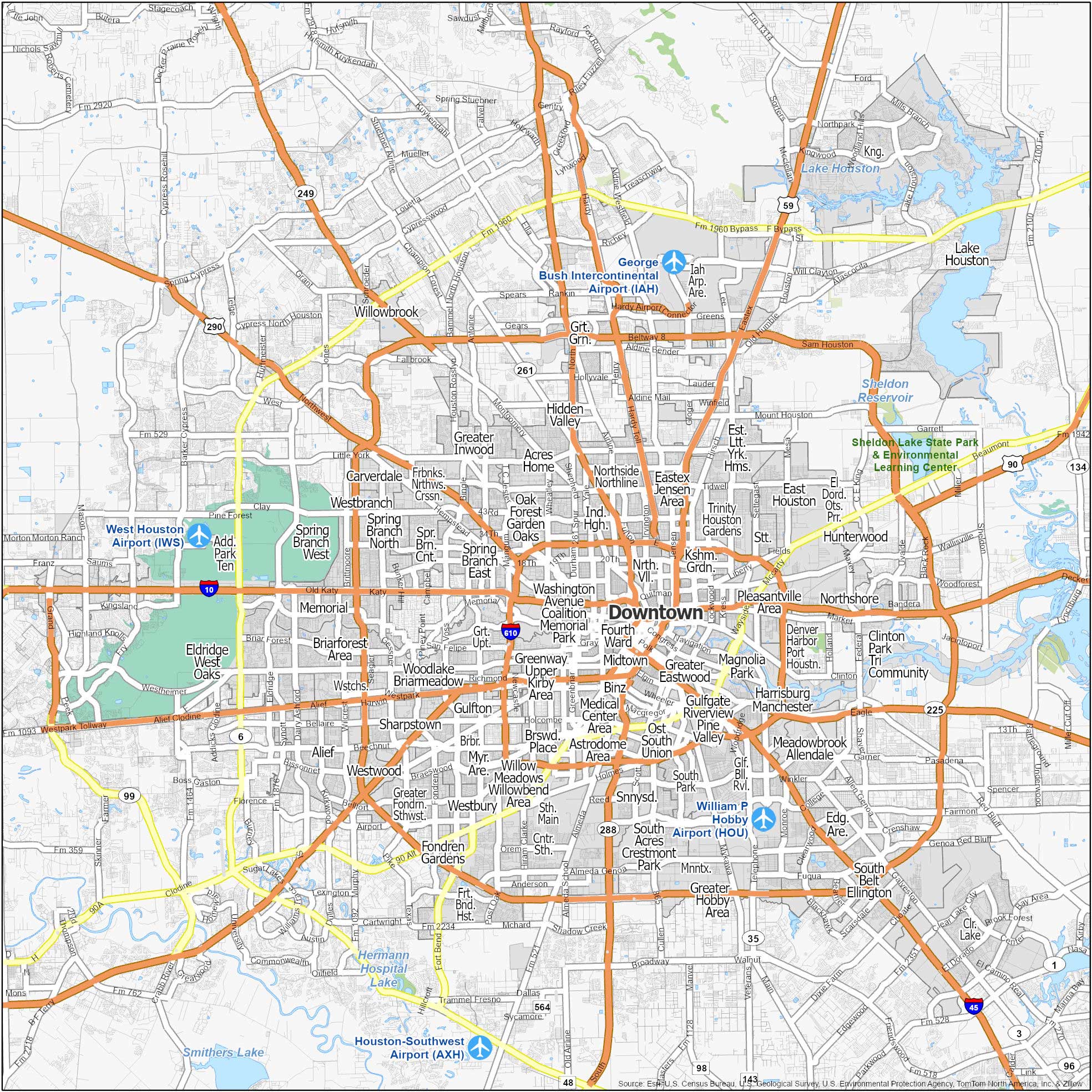 Map of Houston, Texas - GIS Geography