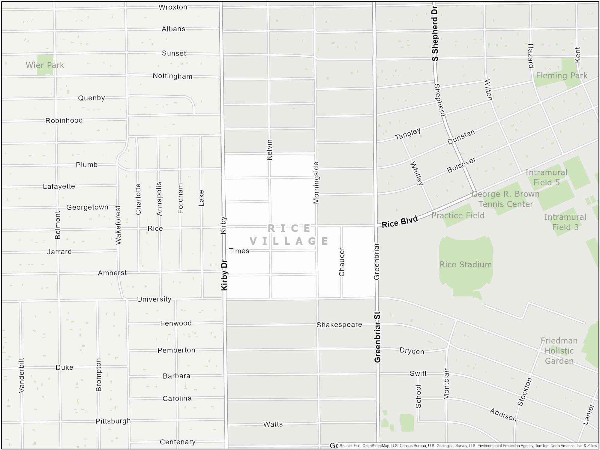 Houston Rice Village Map
