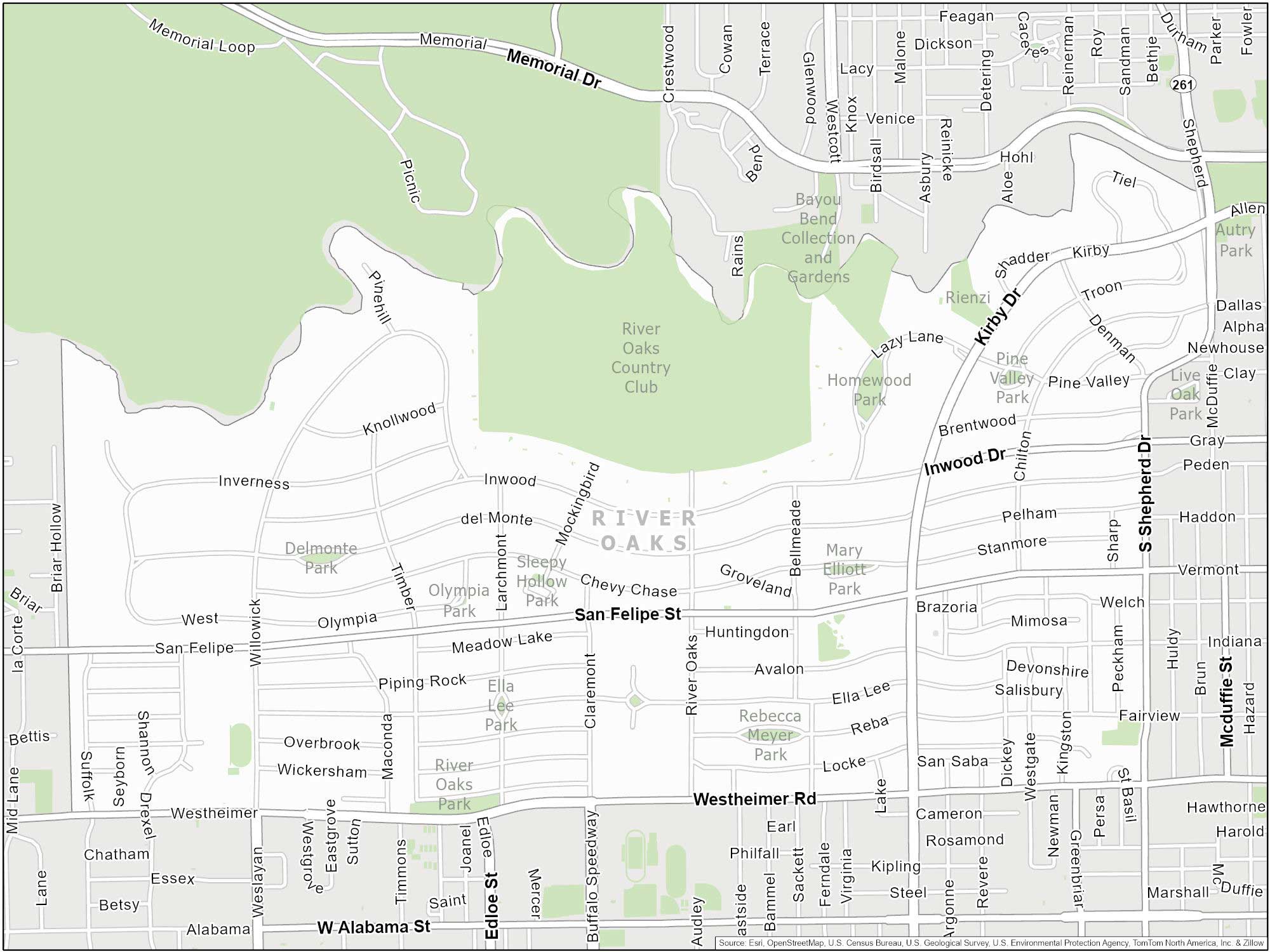 Houston River Oaks Map